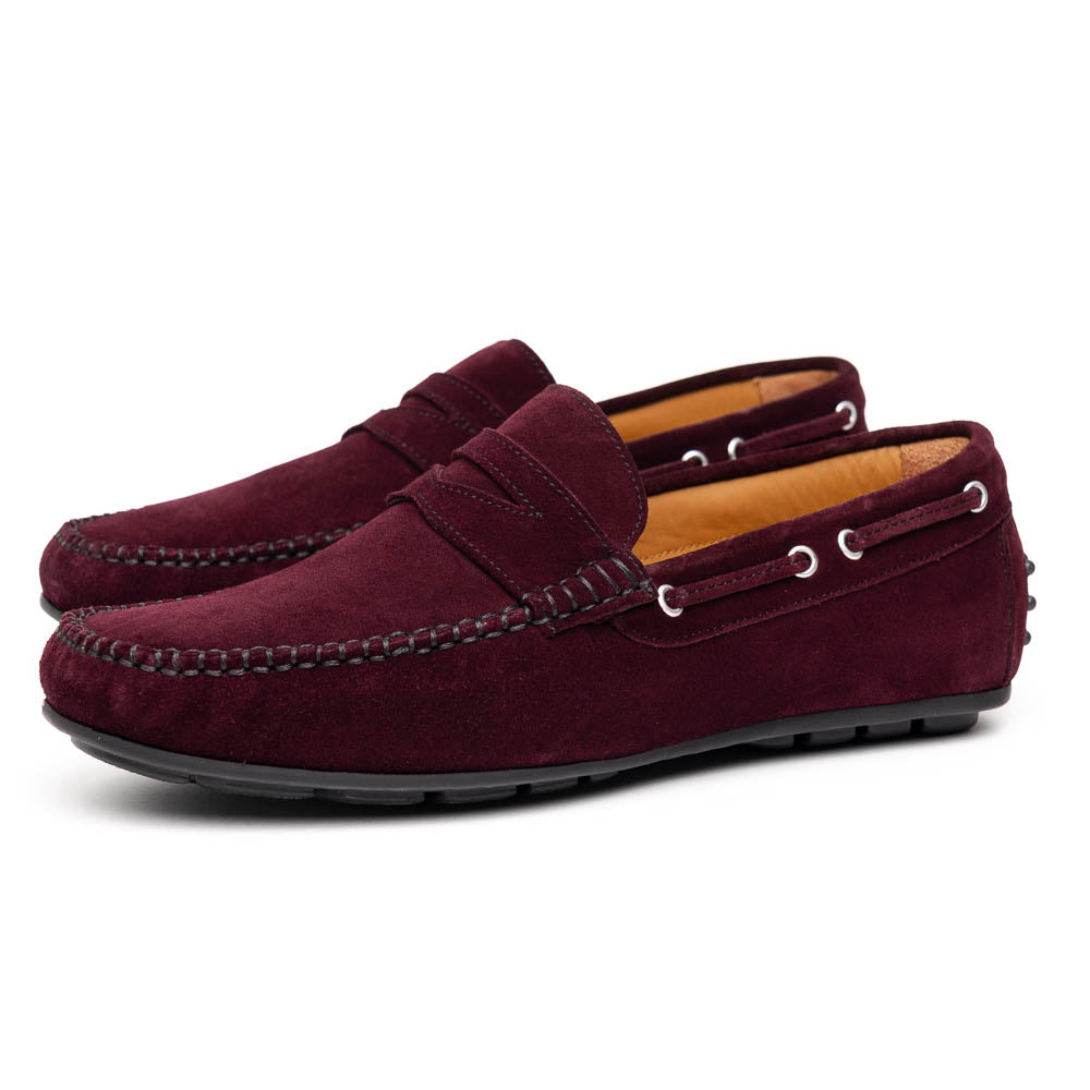 Calzoleria Toscana 2225 Suede Driving Shoes Burgundy