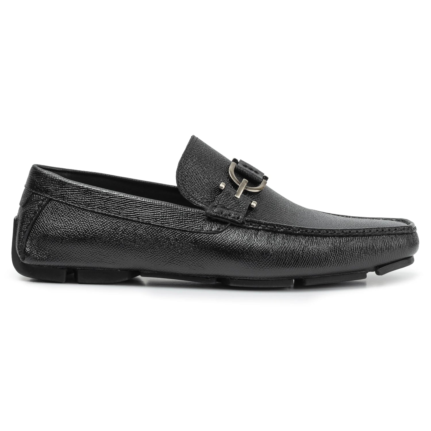 JP Pierre Leather Buckle Driving Shoes Black (E222858)