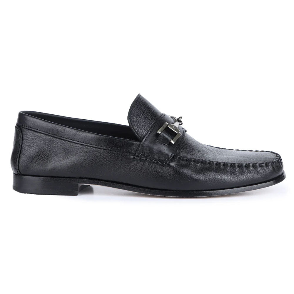 JP Pierre Leather Buckle Moccasin Black (E222886)