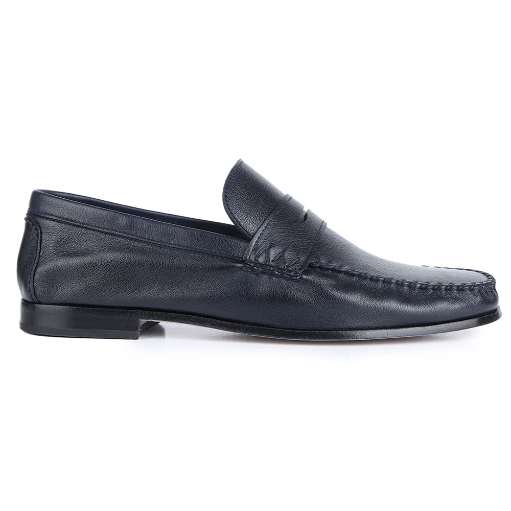 JP Pierre Leather Slip-On Penny Moccasin Dark Blue (E222887)