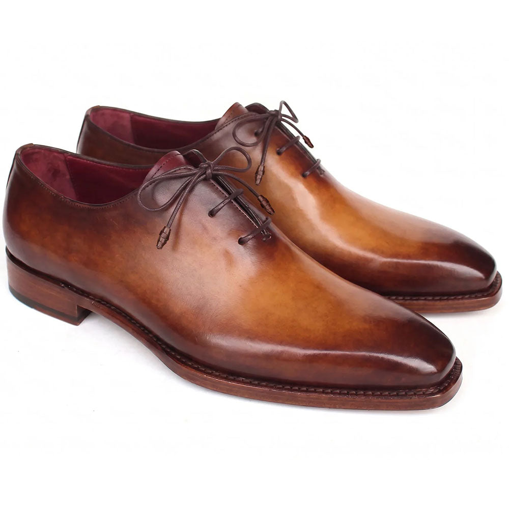 Paul Parkman Calfskin Goodyear Welted Wholecut Oxfords Tan Burnished
