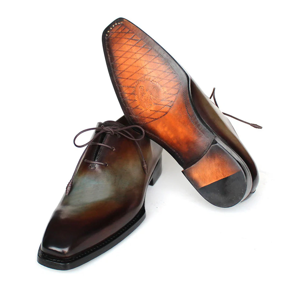 Paul Parkman Goodyear Welted Wholecut Oxfords Brown & Blue