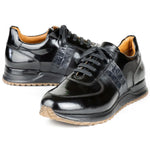 Paul Parkman Men's Polished Leather Sneakers Black
