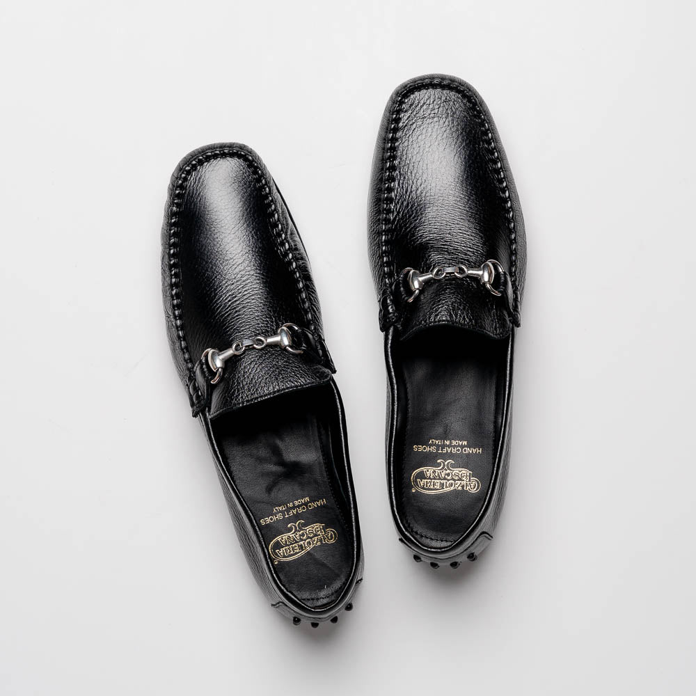 Calzoleria Toscana 2444 Deerskin Bit Loafers Black