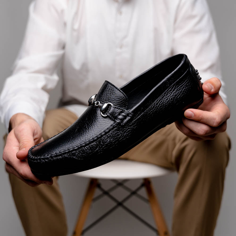 Calzoleria Toscana 2444 Deerskin Bit Loafers Black
