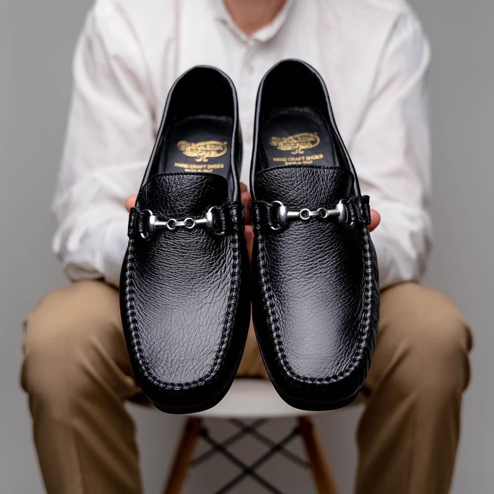 Calzoleria Toscana 2444 Deerskin Bit Loafers Black