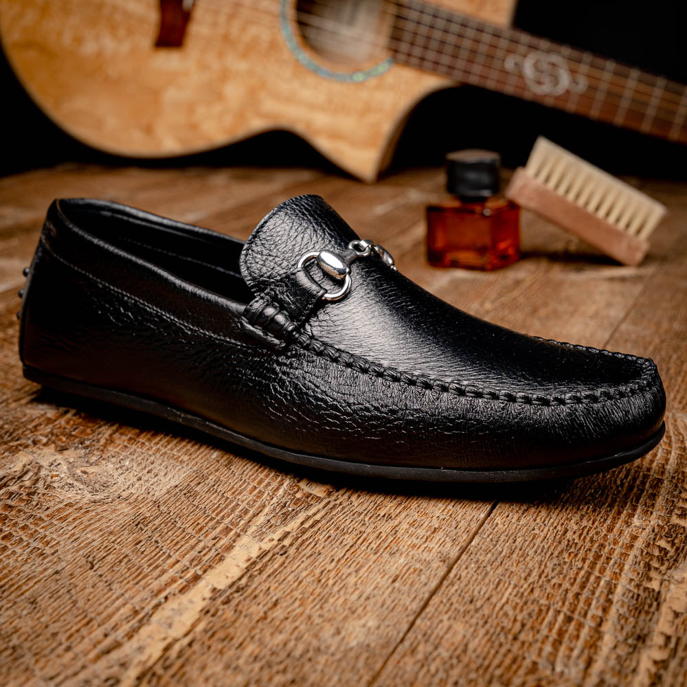 Calzoleria Toscana 2444 Deerskin Bit Loafers Black