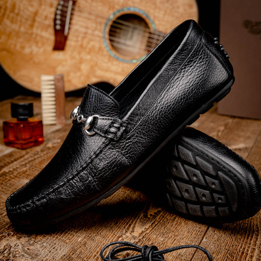 Calzoleria Toscana 2444 Deerskin Bit Loafers Black