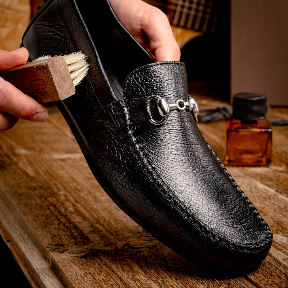Calzoleria Toscana 2444 Deerskin Bit Loafers Black