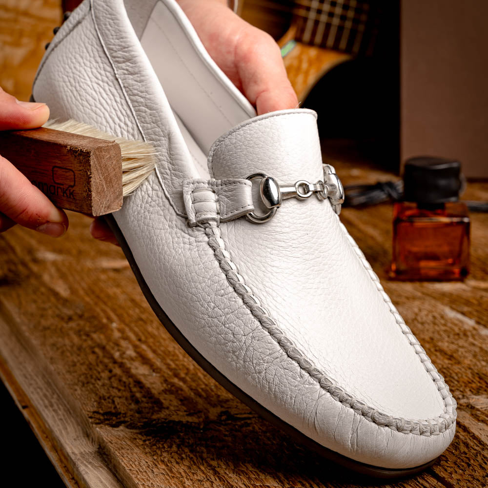 Calzoleria Toscana 2444 Deerskin Bit Loafers White