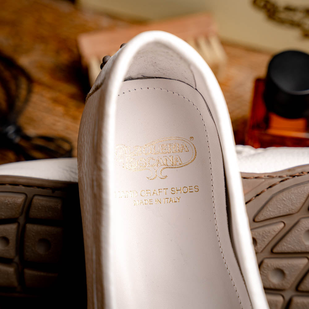 Calzoleria Toscana 2444 Deerskin Bit Loafers White