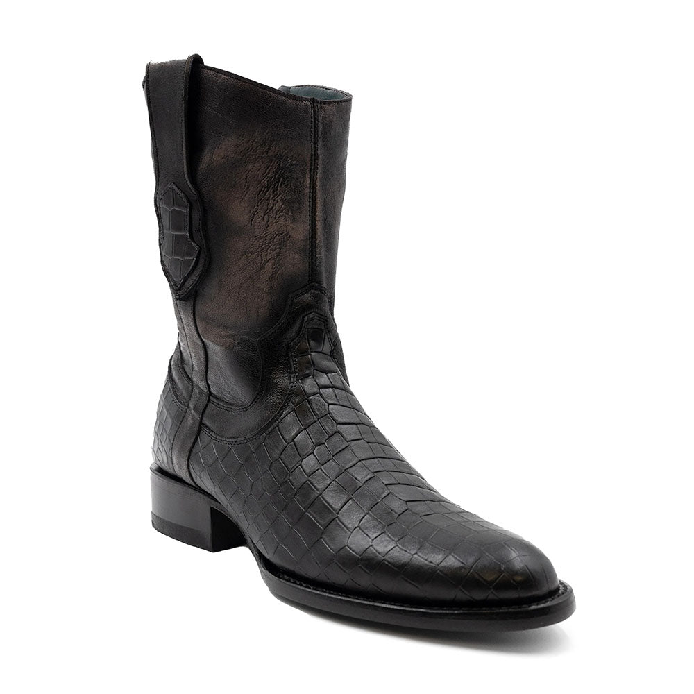 Ferrini Winton 24713-04 Alligator Print Round Toe Cowboy Boots Black