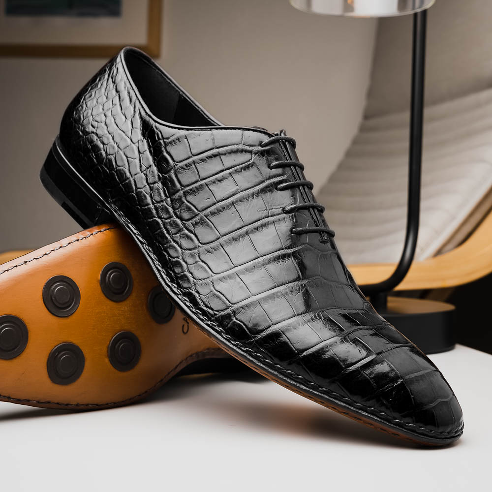 Caporicci 2542 Alligator Oxfords Black