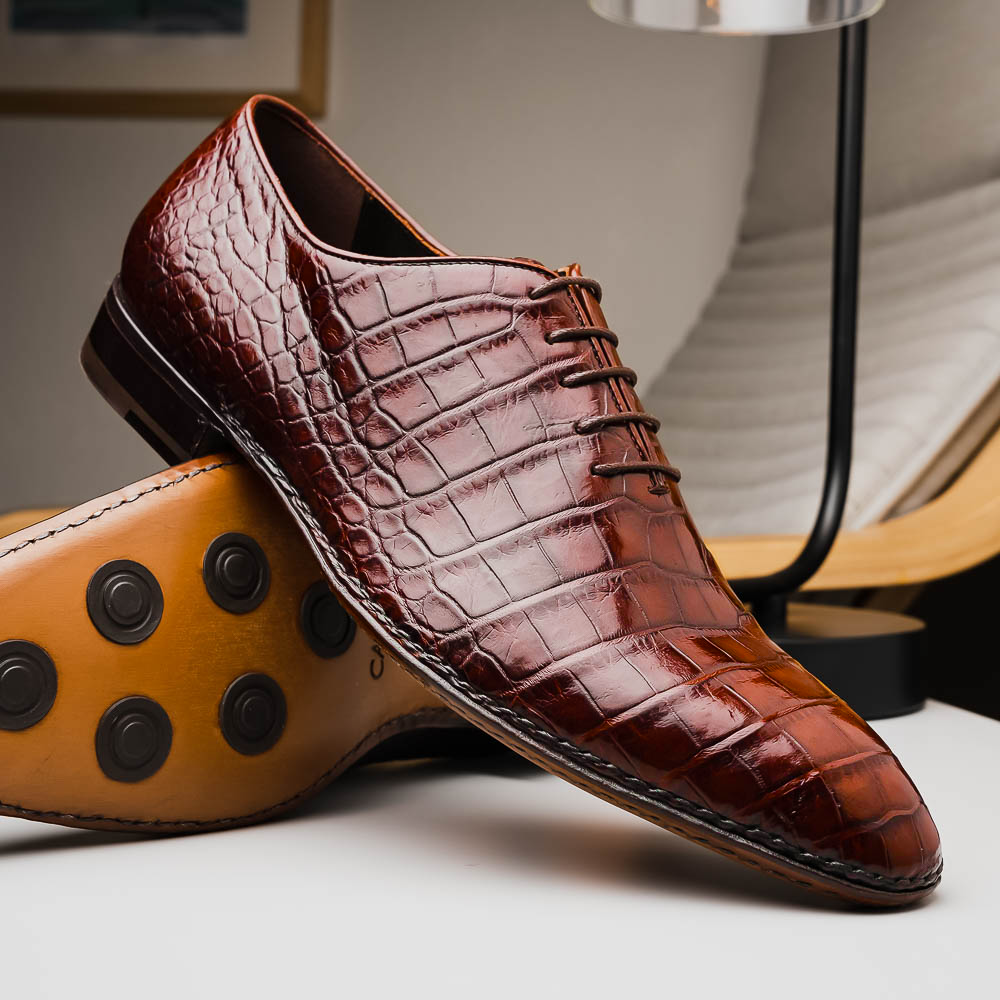 Caporicci 2542 Alligator Oxfords Gold