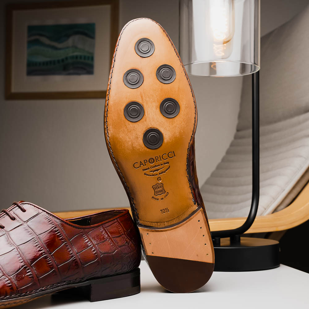 Caporicci 2542 Alligator Oxfords Gold