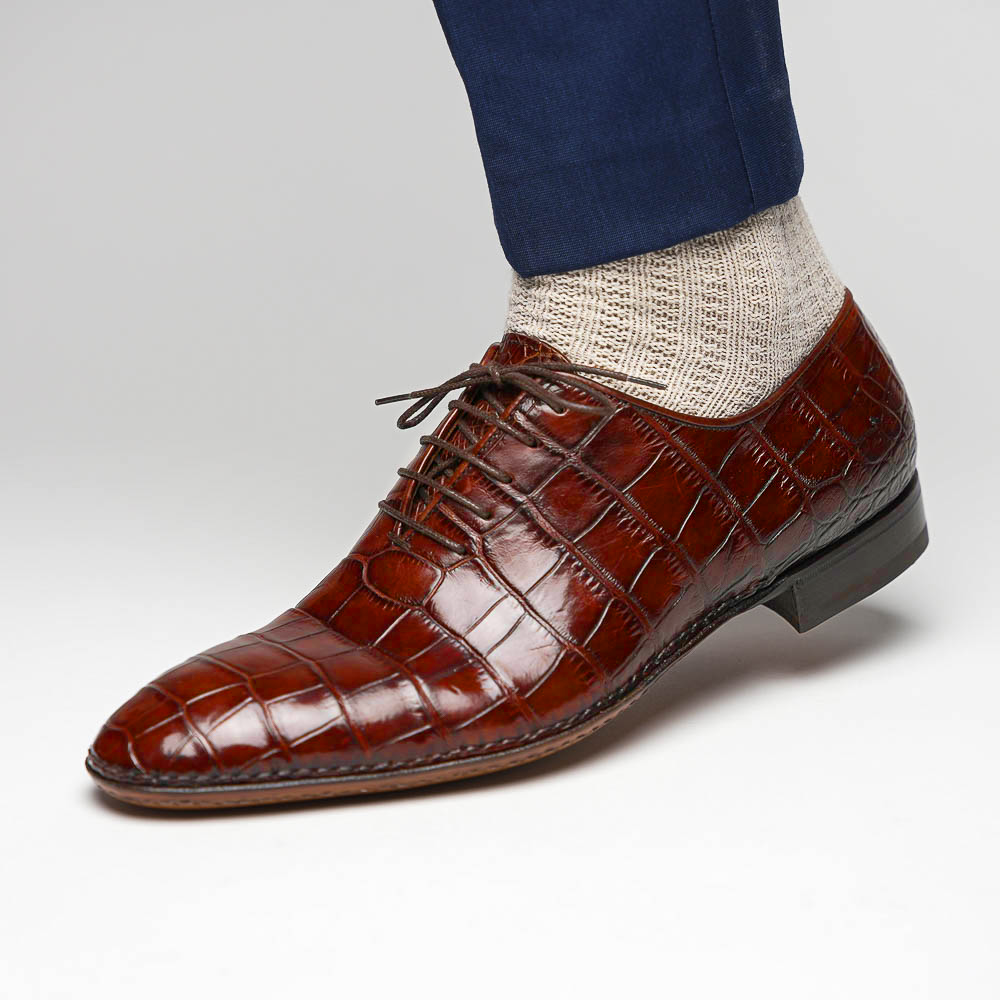 Caporicci 2542 Alligator Oxfords Gold