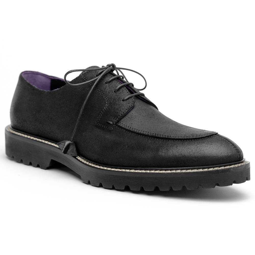 Zelli Campo Suede Goatskin / Wax Lace-up Shoes Black (26-224-BLK)