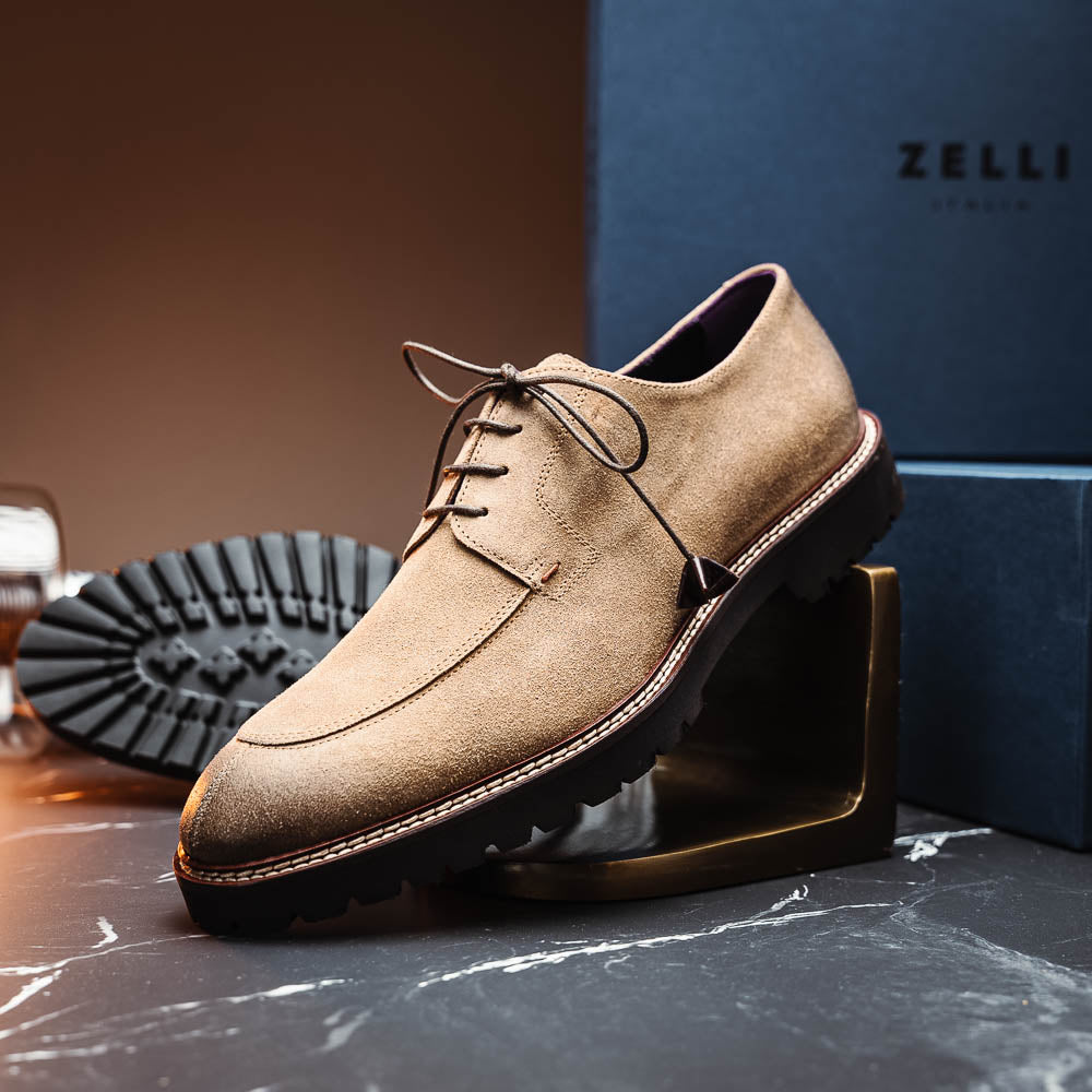 Zelli Campo Suede Goatskin / Wax Lace-up Shoes Oak (26-224-OAK)