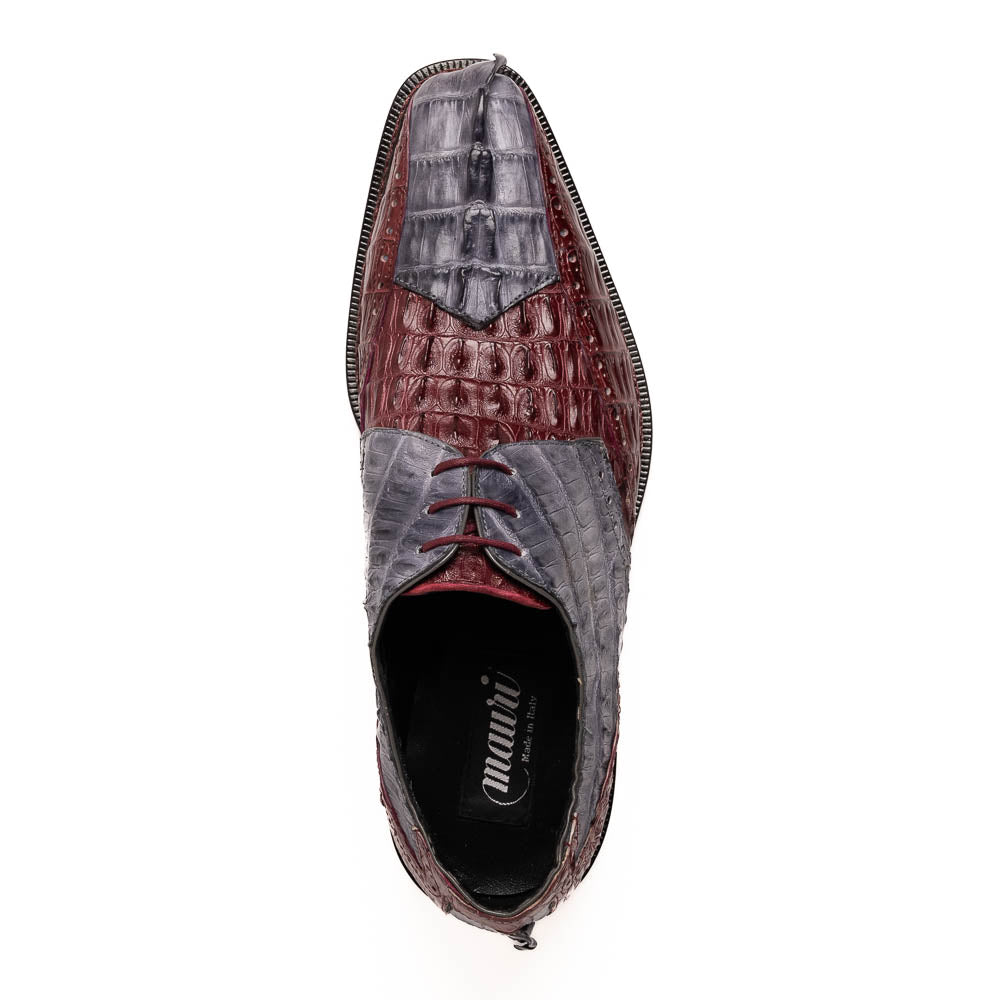 Mauri 2670/1 Hornback Dress Derby Hand Painted Light Grey & Ruby Red ( Special Order)