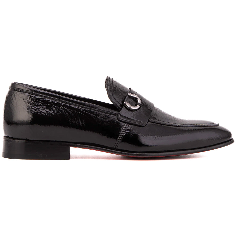 Vinci Leather The Blackwell Patent Leather Bit Loafer Black