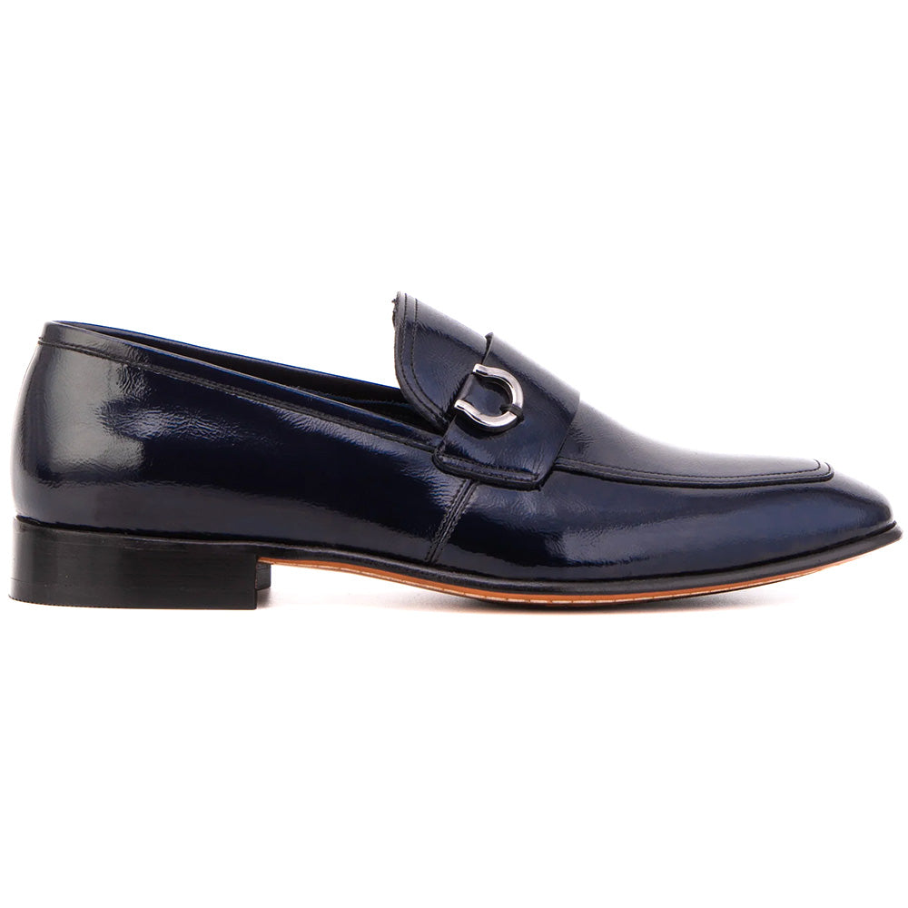 Vinci Leather The Blackwell Patent Leather Bit Loafer Navy