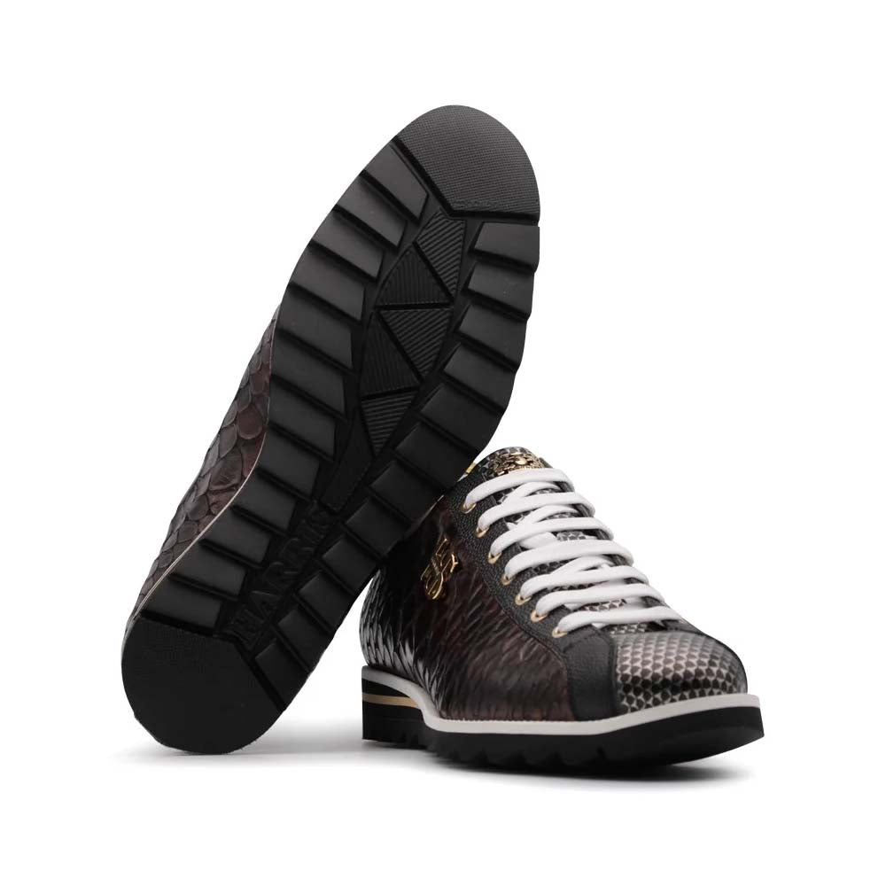 Harris Shoes 1913 Printed Leather Sneakers Black