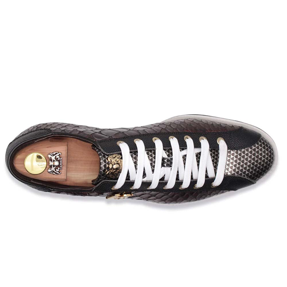 Harris Shoes 1913 Printed Leather Sneakers Black