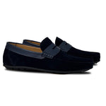 Calzoleria Toscana Zula Velour / Suede Penny Driving Loafer Navy