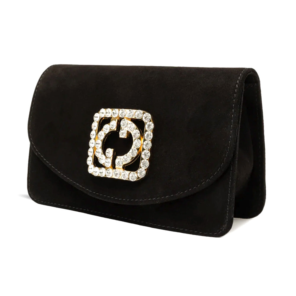 Vinci Leather The California Women's Suede Leather Handbag Black