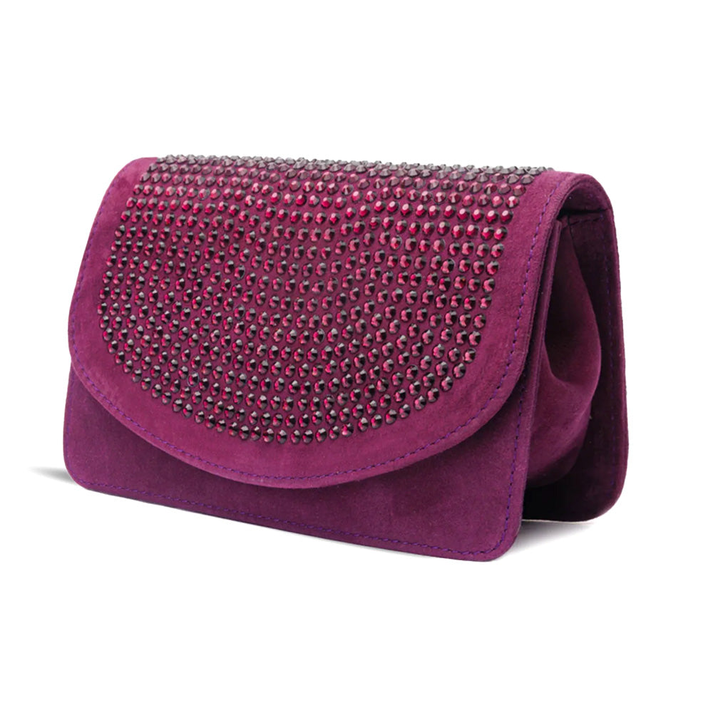 Vinci Leather The Ailano Women's Leather Glitter Handbag Purple