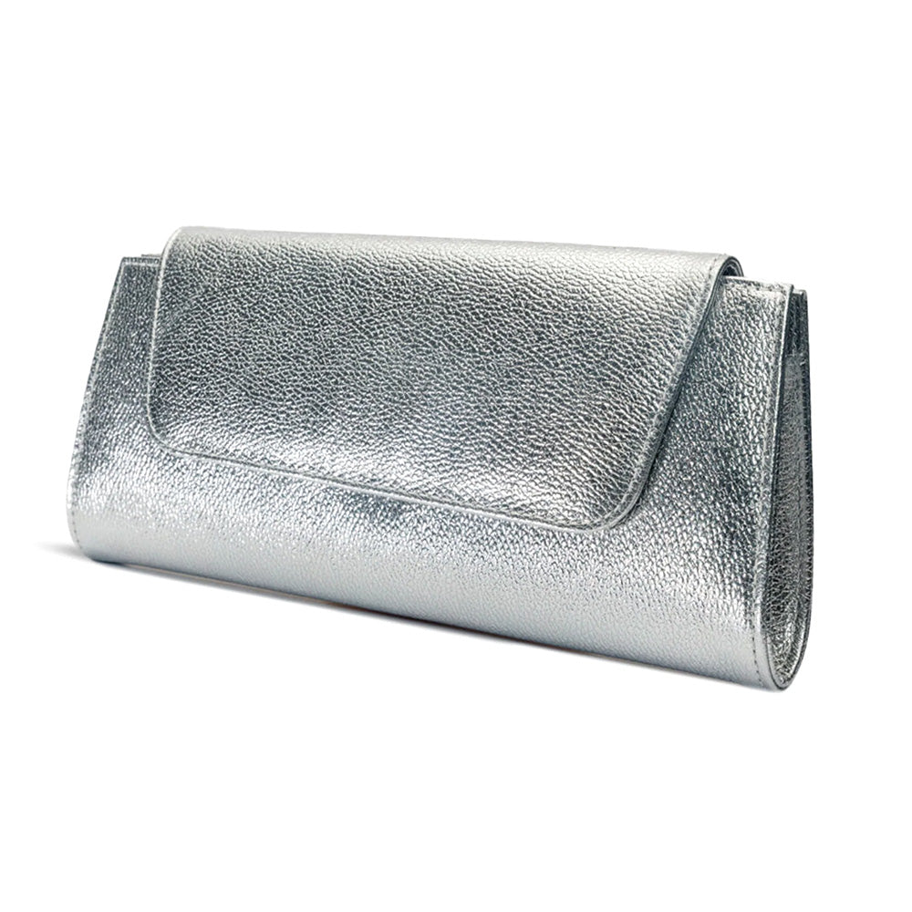 Vinci Leather The Ege Women's Leather Clutch Silver