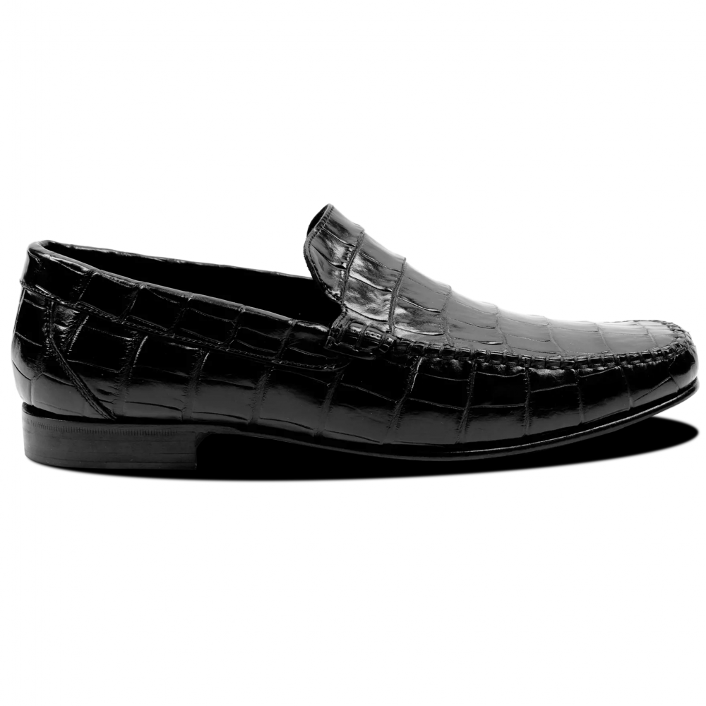 Calzoleria Toscana 4468 Baby Nile Crocodile Venetian Loafer Black