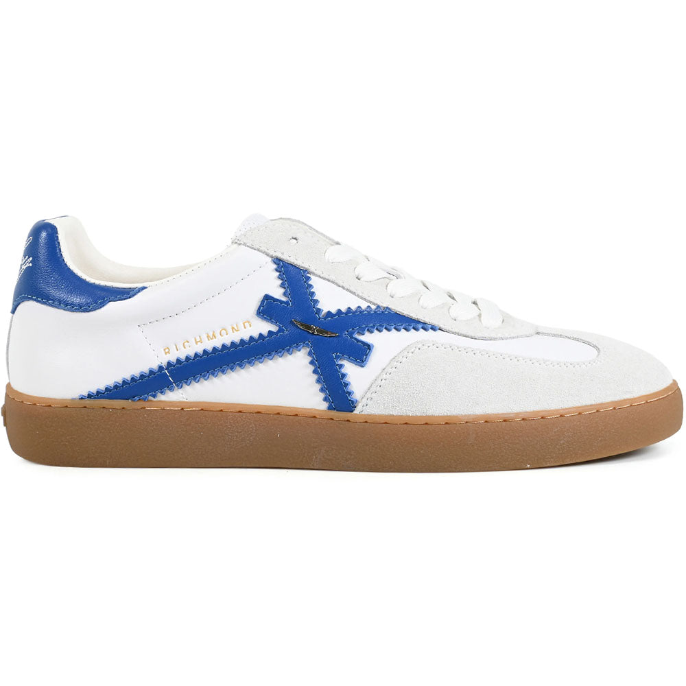 John Richmond Nappa Leather & Suede Sneaker White / Blue