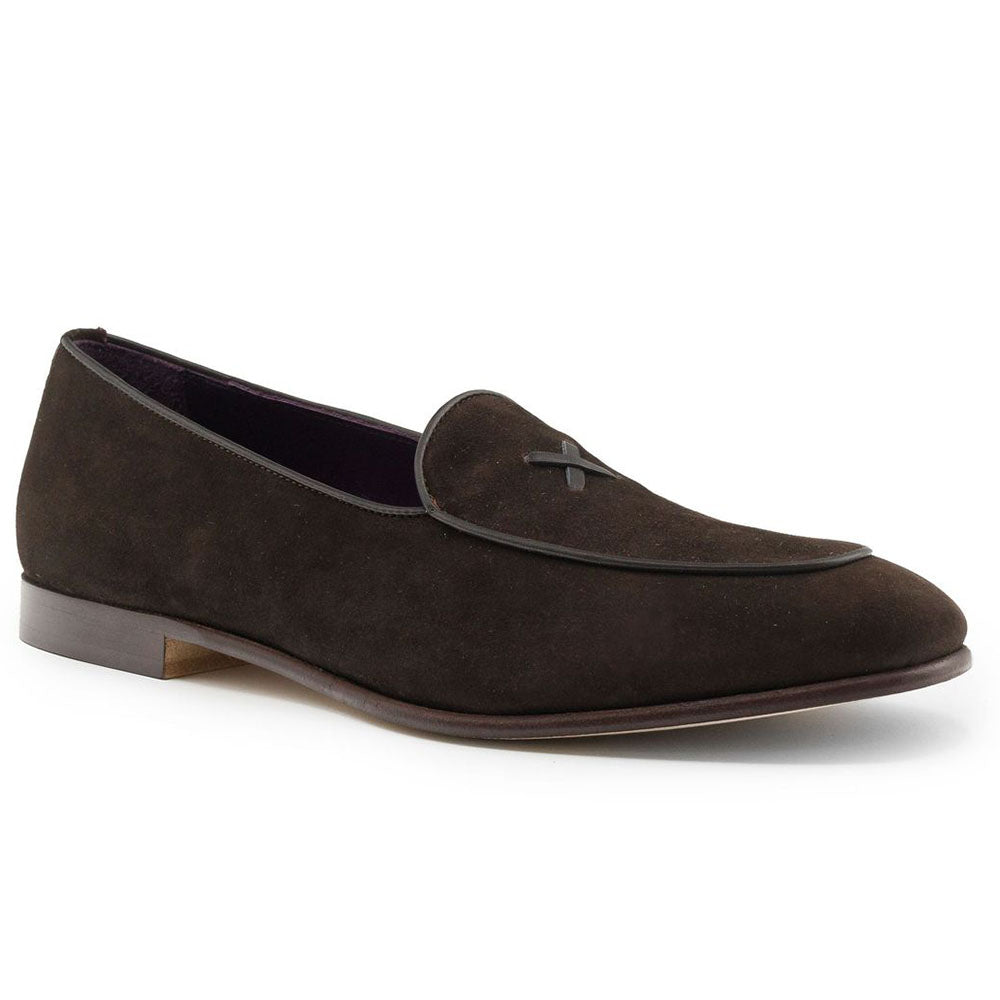 Zelli X Sueded Italian Goatskin Loafer Nicotine (16-681-NIC)