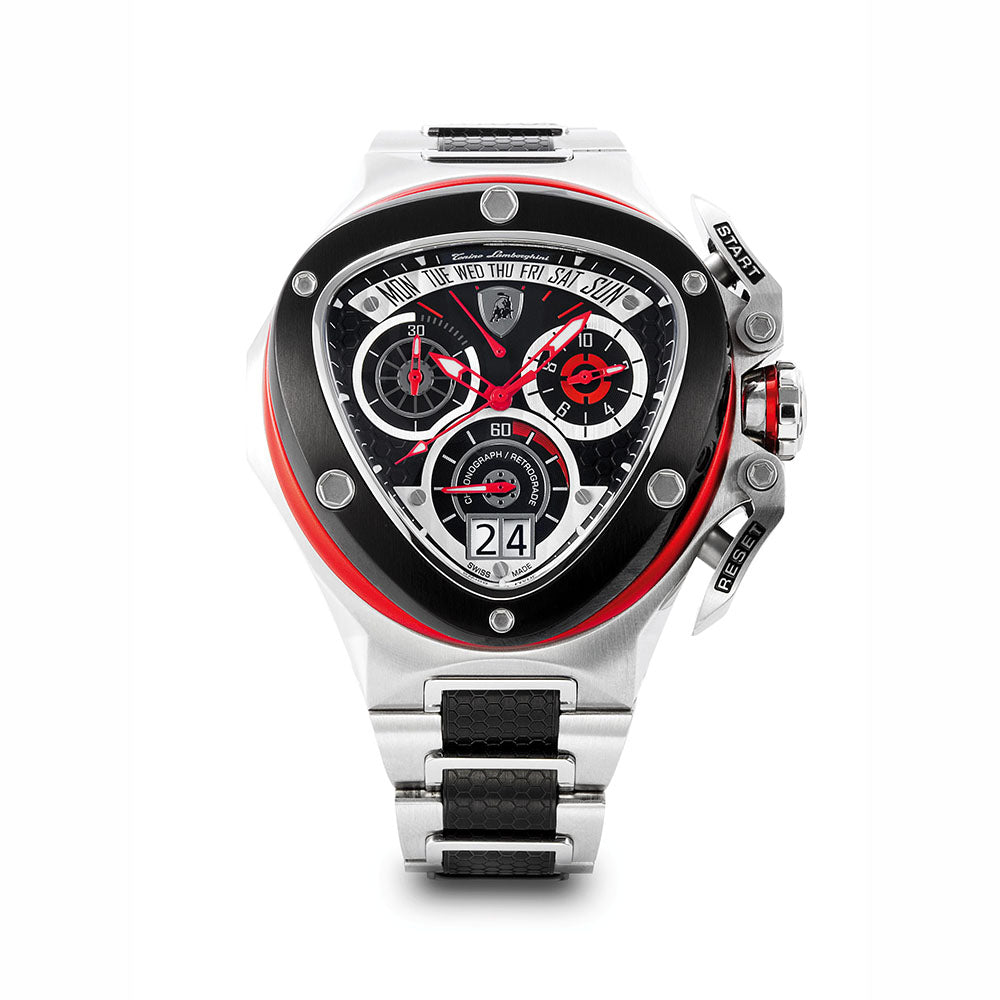 Tonino Lamborghini Spyder 3001 Chronographic Watch Silver / Black / Red