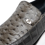 Maseratti Moda 3008 Embossed Crocodile & Ostrich Loafers Gray