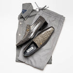 Maseratti Moda 3008 Embossed Crocodile & Ostrich Loafers Gray