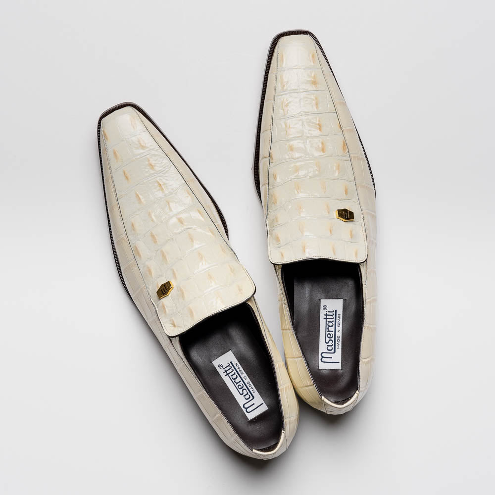 Maseratti Moda II 3008 Embossed Crocodile & Caiman Loafers Oryx