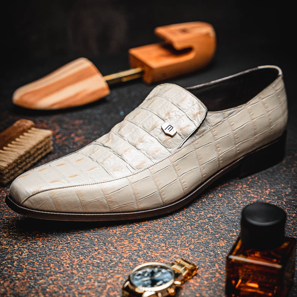Maseratti Moda II 3008 Embossed Crocodile & Caiman Loafers Oryx