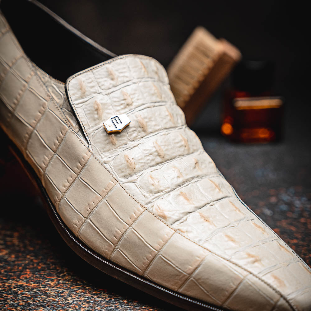Maseratti Moda II 3008 Embossed Crocodile & Caiman Loafers Oryx