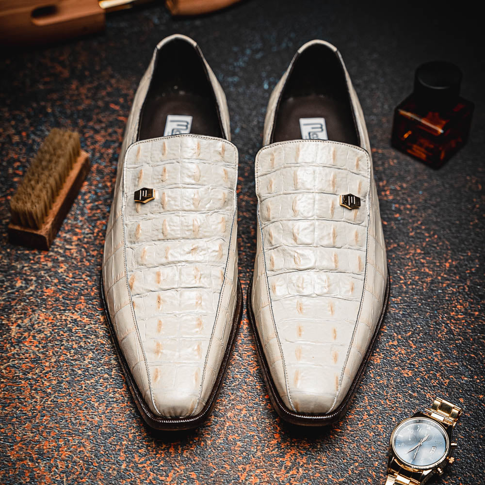 Maseratti Moda II 3008 Embossed Crocodile & Caiman Loafers Oryx