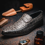 Maseratti Moda 3008 Embossed Crocodile & Ostrich Loafers Gray