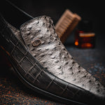 Maseratti Moda 3008 Embossed Crocodile & Ostrich Loafers Gray