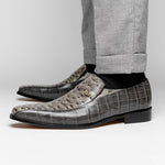 Maseratti Moda 3008 Embossed Crocodile & Ostrich Loafers Gray