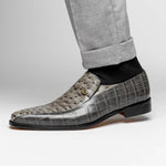 Maseratti Moda 3008 Embossed Crocodile & Ostrich Loafers Gray