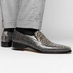 Maseratti Moda 3008 Embossed Crocodile & Ostrich Loafers Gray