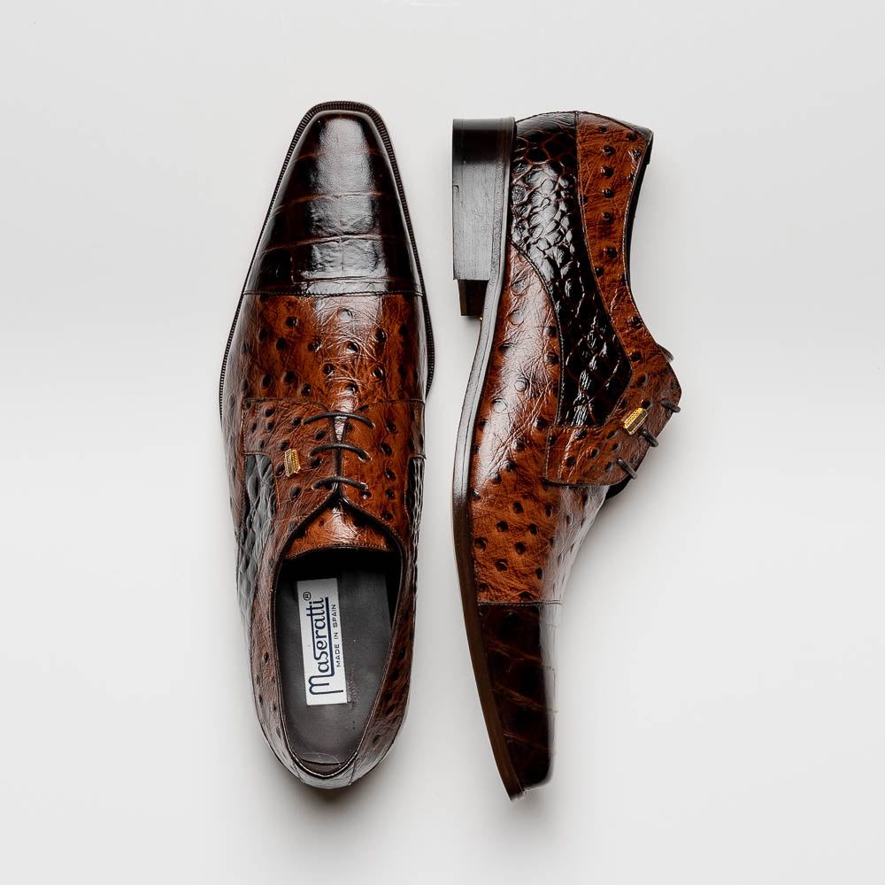 Maseratti Assenzio 3012 Embossed Crocodile & Ostrich Derby Shoes