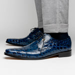 Maseratti Assenzio 3012 Embossed Crocodile & Ostrich Derby Shoes Blue