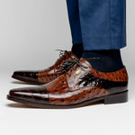 Maseratti Assenzio 3012 Embossed Crocodile & Ostrich Derby Shoes Brown