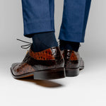 Maseratti Assenzio 3012 Embossed Crocodile & Ostrich Derby Shoes Brown